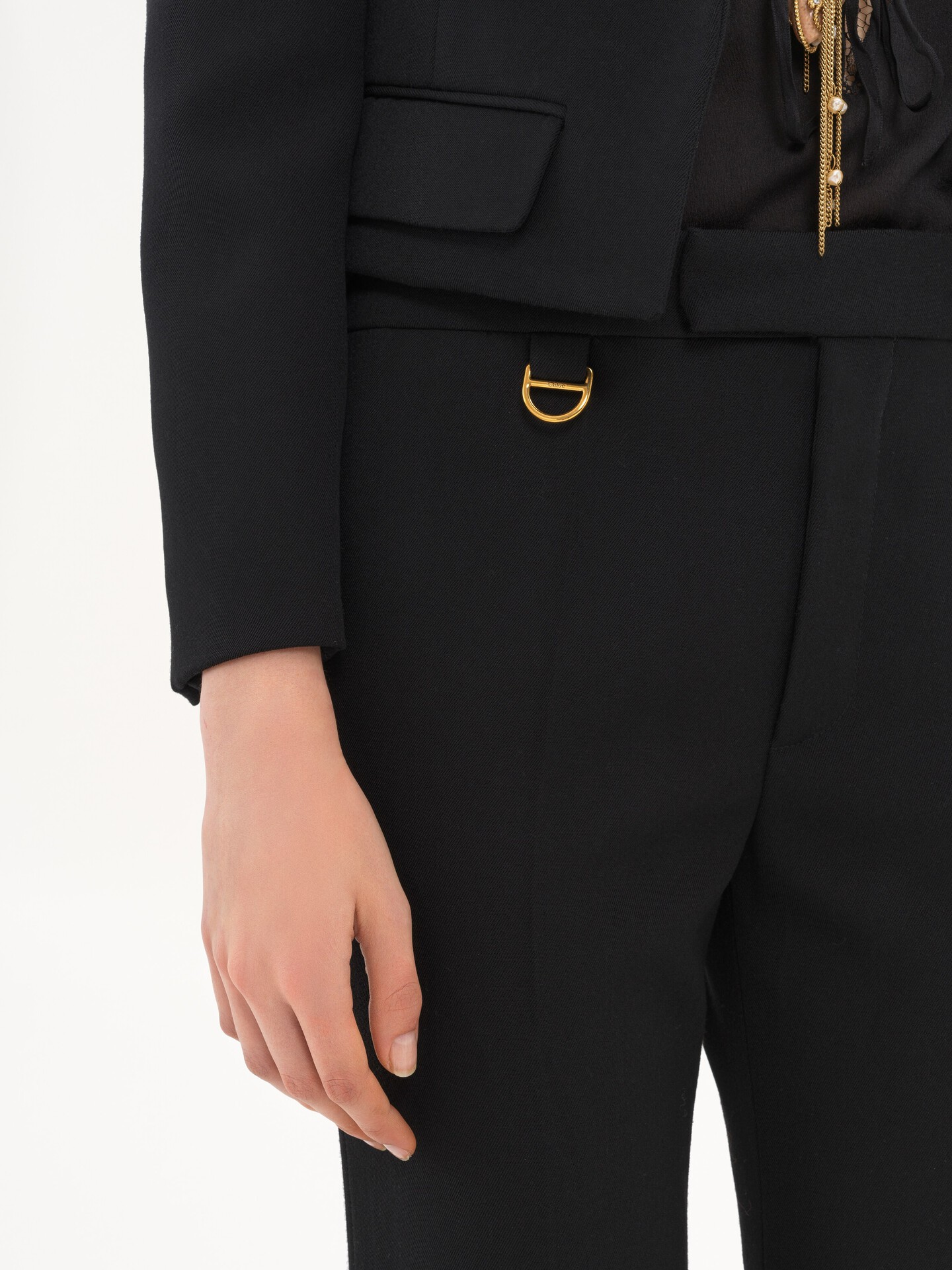 Pantalon de costume &eacute;vas&eacute; en gabardine de laine - 7