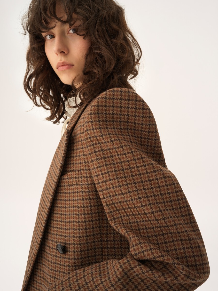 Zweireihige Couture-Jacke aus Wolle mit Hahnentrittmuster - 8