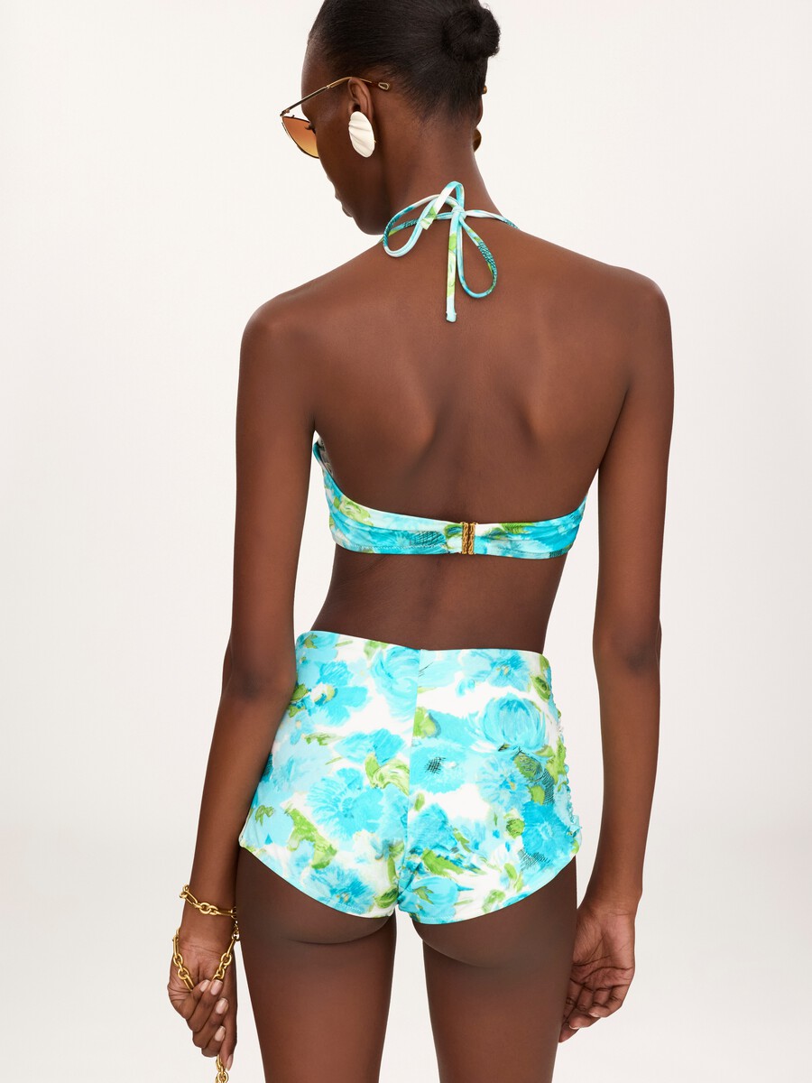 Neckholder-Bikinioberteil mit Aqua-Blumenprint - 5