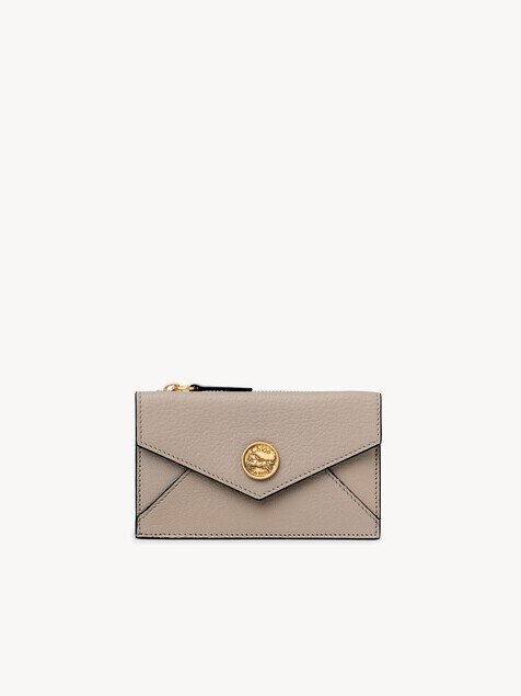 Petit porte-cartes et monnaie Envelope en cuir grain&eacute;