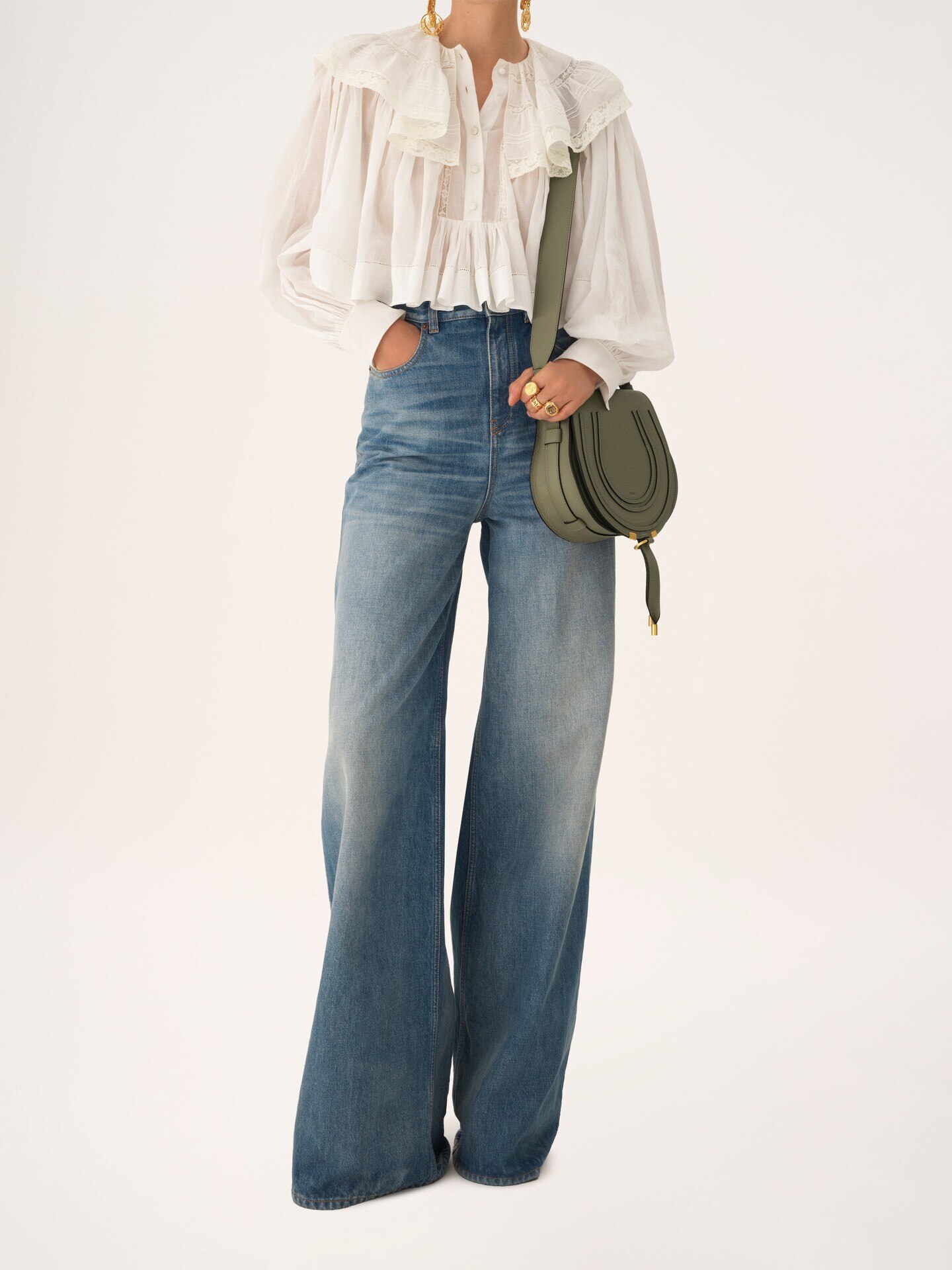 Marcie saddle bag in grained leather - 7.0