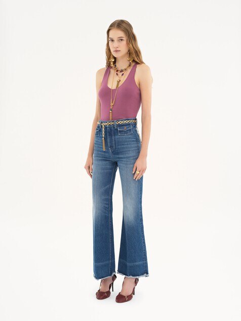 High-rise flare jeans in denim