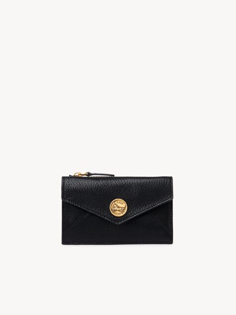Small Envelope purse with card slots in grained leather