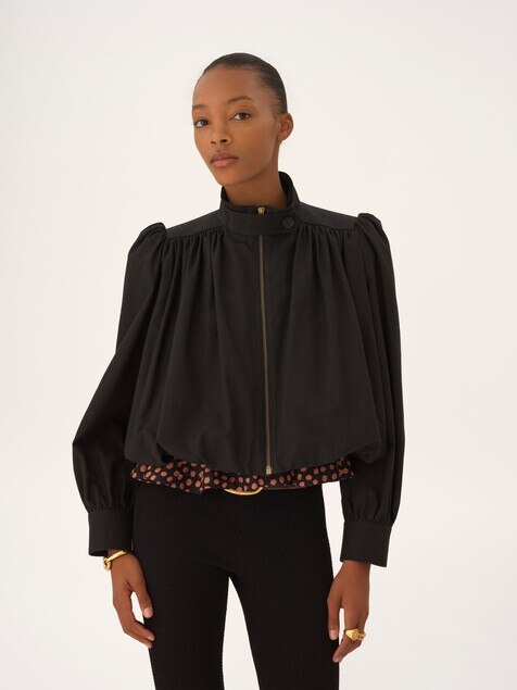 Gathered boule jacket in cotton canvas