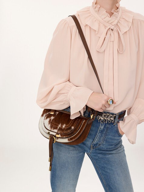 Mini Marcie shoulder bag in hair-on leather