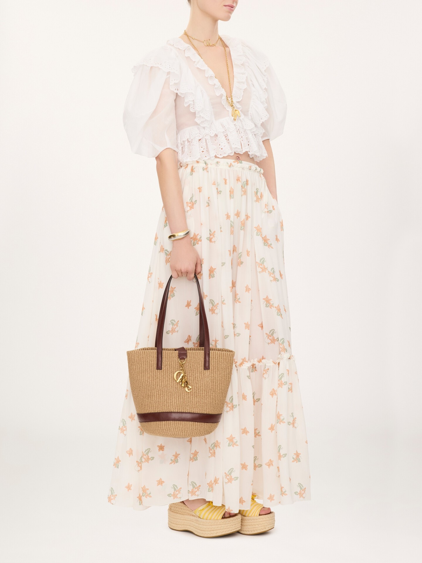 Chlo&eacute; Charms basket bag in natural fibres - 8