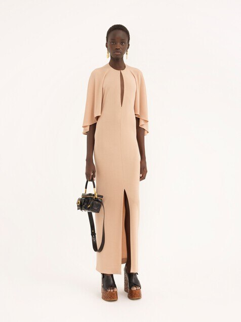 Long Cape Dress In Cr&ecirc;pe Jersey