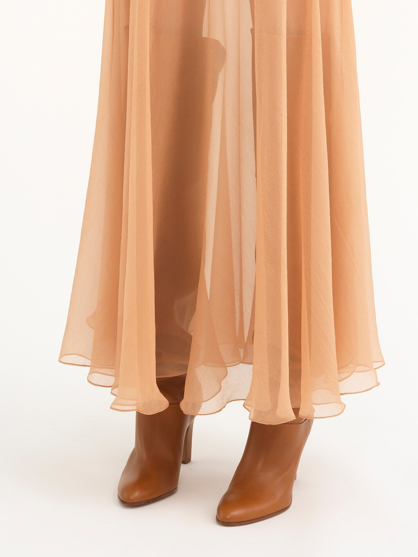 Fluid long skirt in silk mousseline - 6