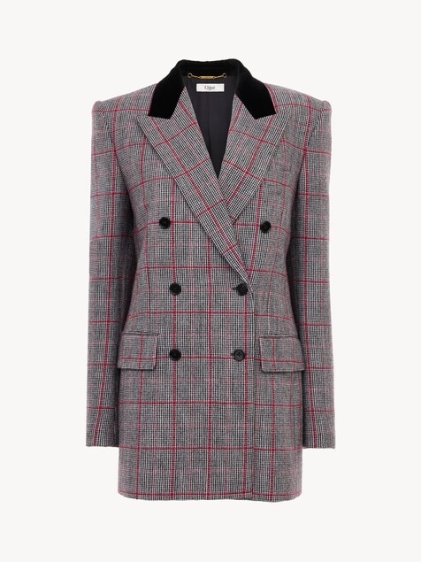 Double-breasted tailored jacket in wool check