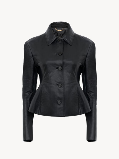 Fitted tailored jacket in leather