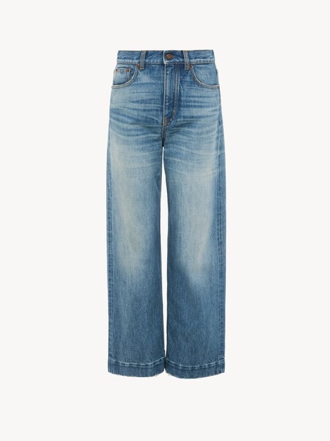High-rise cropped jeans in denim