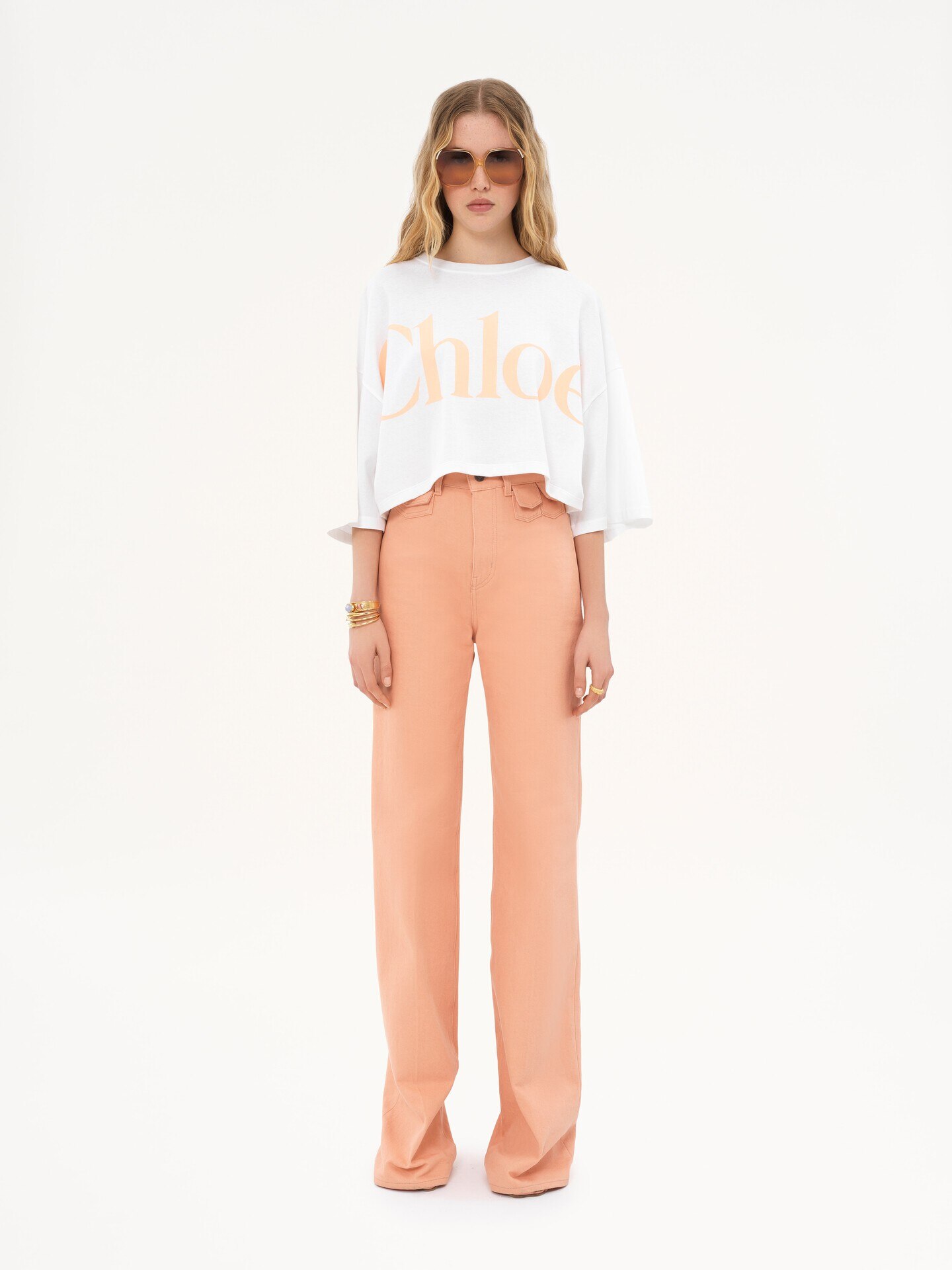 Oversized cropped logo T-shirt in cotton jersey - 3