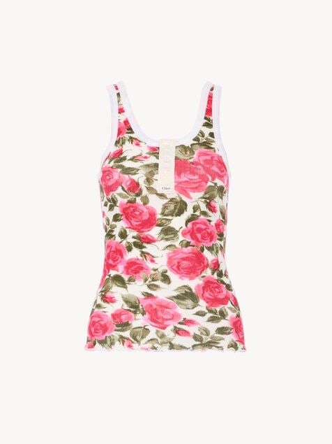 Henley tank top in cotton jersey