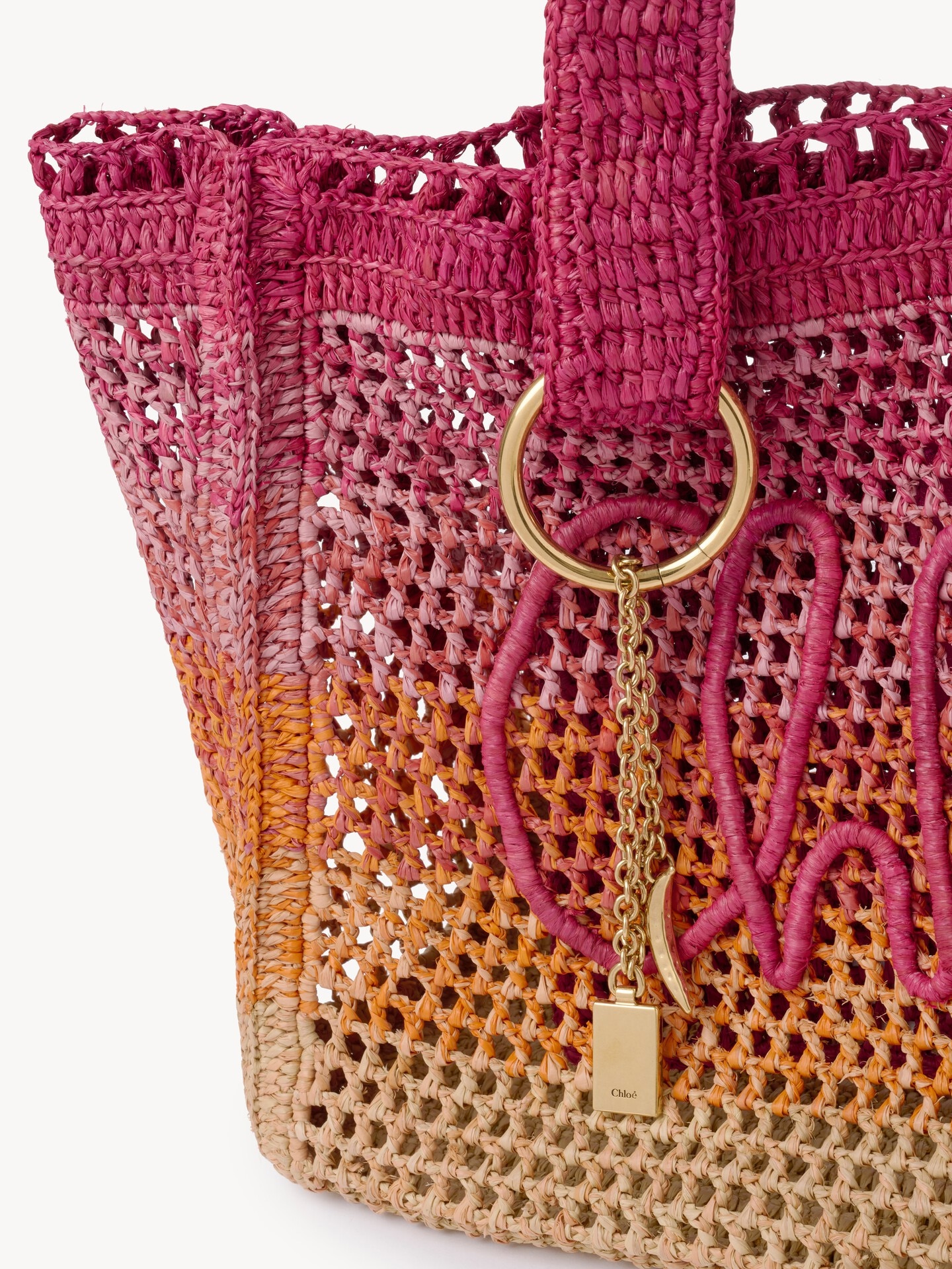 Summer Banana east-west tote bag in raffia - 7