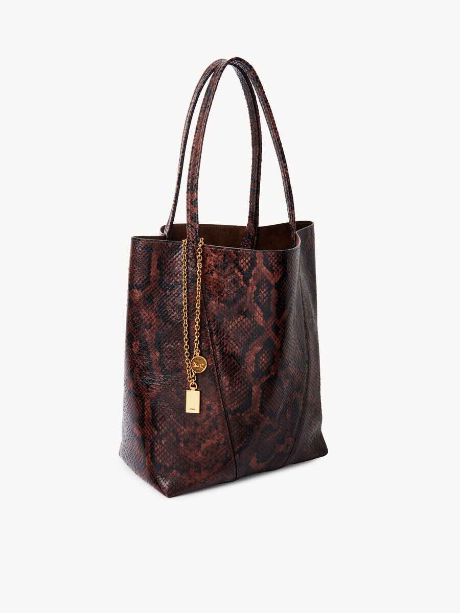 Chlo&eacute; Spin tote bag in python-effect leather - 6