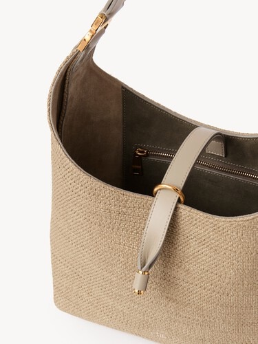 Small Marcie hobo bag in raffia-effect fibres - 5