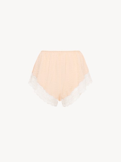 Lingerie shorts in silk jacquard & lace