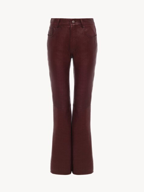 Pantalon &eacute;vas&eacute; en cuir