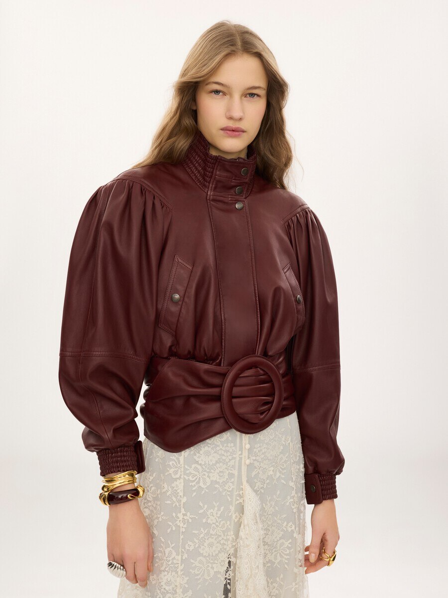 Cropped-Schaljacke aus Leder - 6