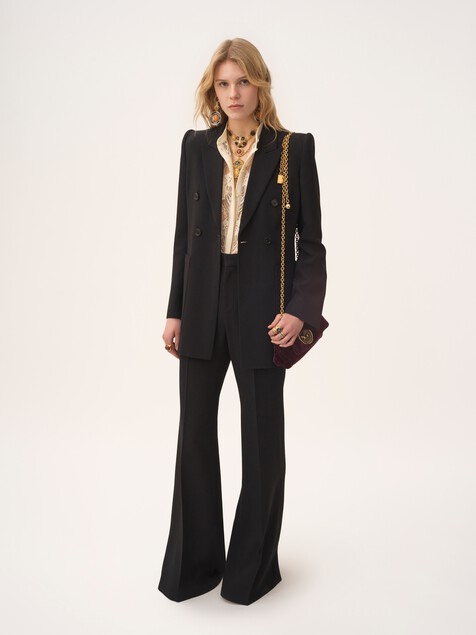 Double-breasted tailored jacket in a cr&ecirc;pe mix