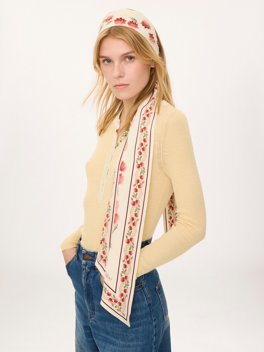 Pa&ntilde;uelo bandeau Chlo&eacute; Folk de crep&eacute; de seda - 5