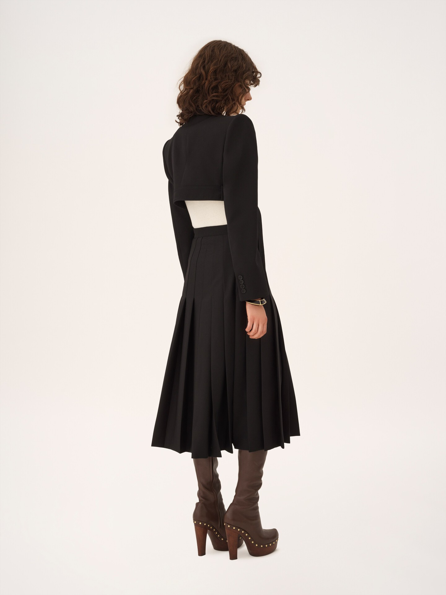 Falda midi plisada de lana grain de poudre - 6