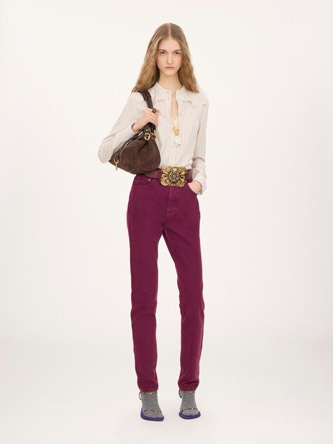 Fitted blouse in silk poplin