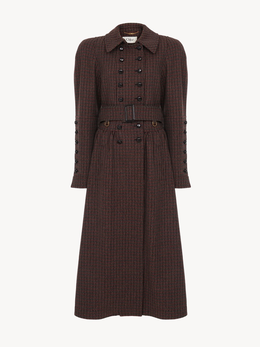 Double-breasted riding coat in houndstooth wool - 2