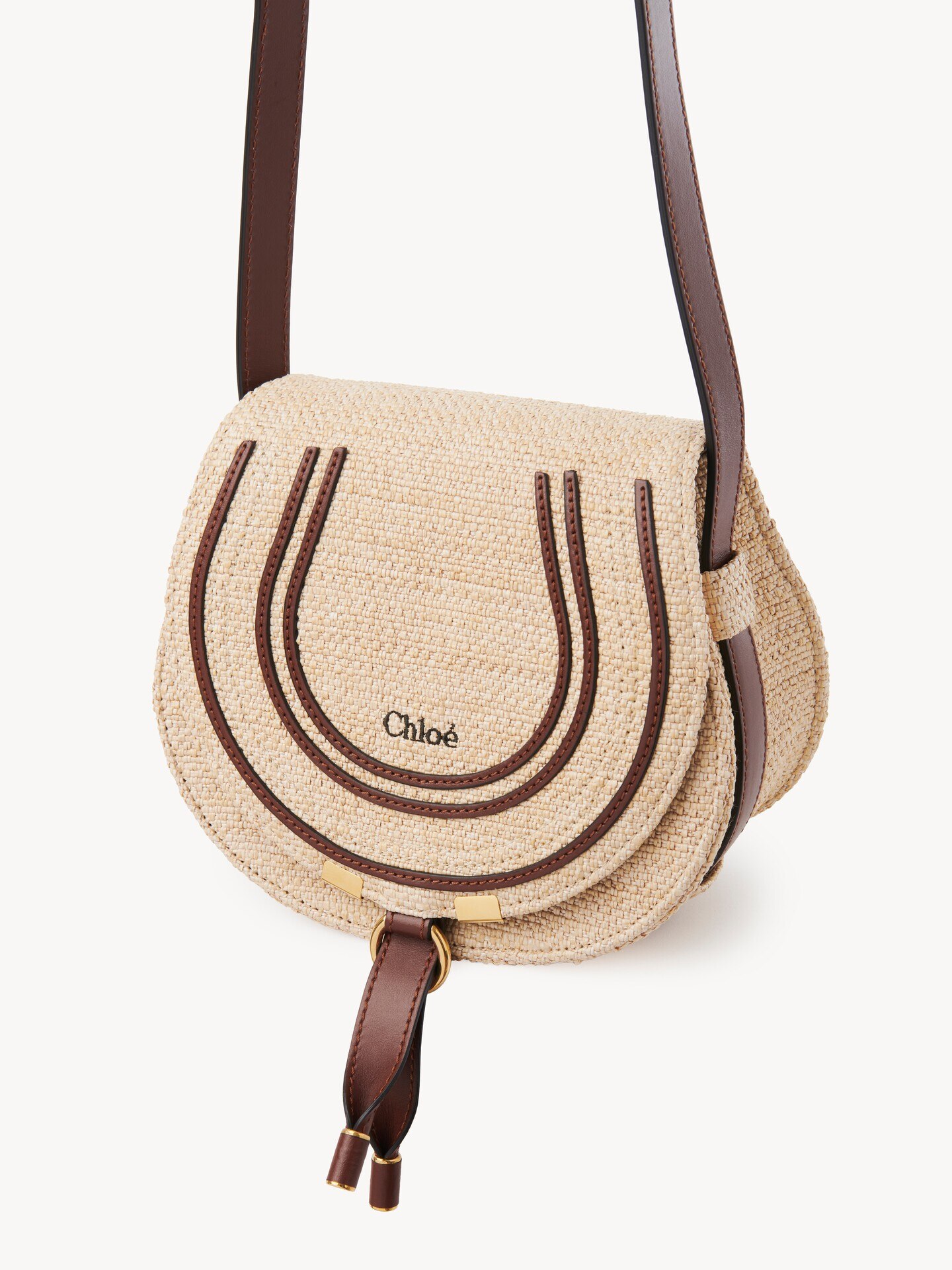 Small Marcie saddle bag in raffia-effect fibers  - 4