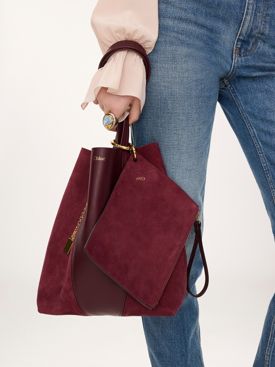 Chlo&eacute; Spin zipped pouch in suede & soft leather - 3