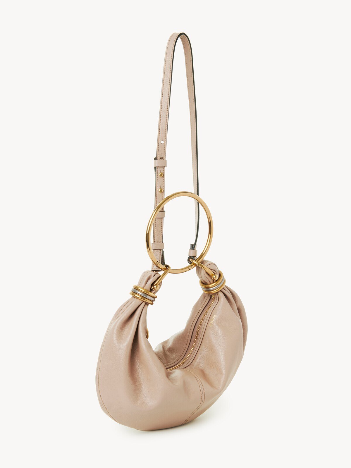 Small Bracelet Hobo bag in grained leather