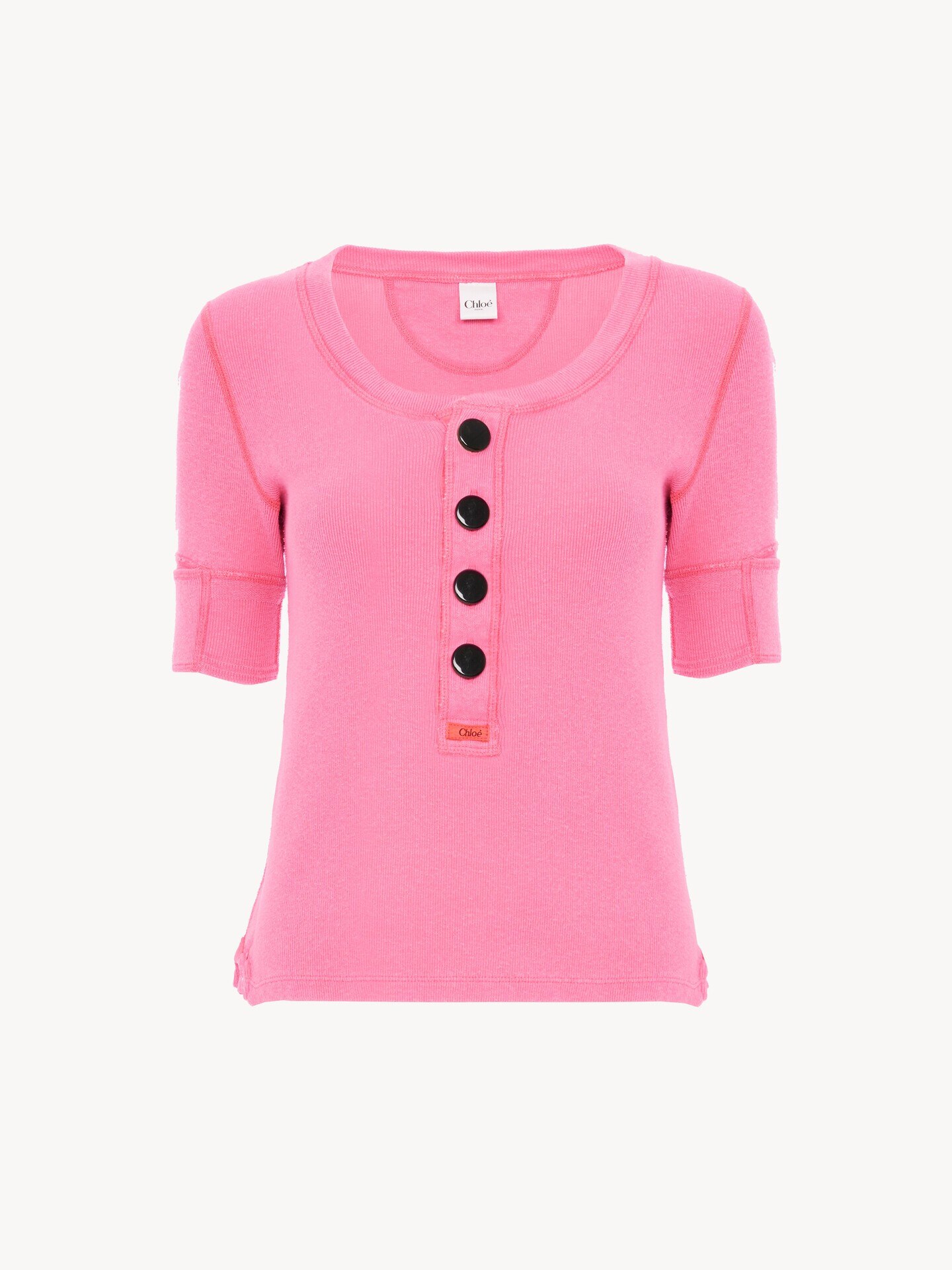 Short-sleeve Henley shirt in cotton jersey - 1