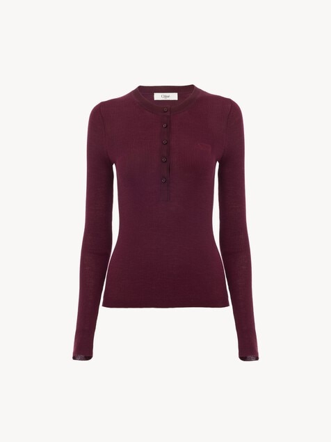 Pull henley en maille de laine extrafine