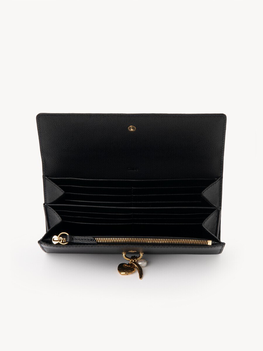 Cartera larga con solapa Chlo&eacute; Charms de cuero granulado - 5