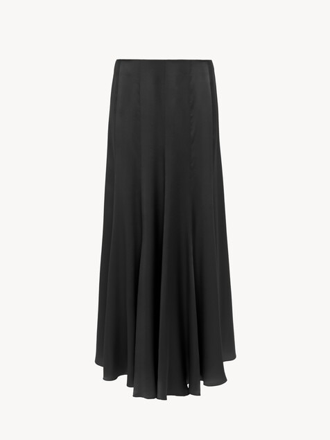 Jupe longue fluide en satin de soie lav&eacute;