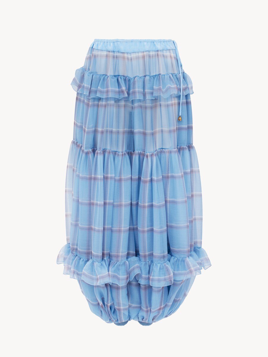 Fluid pleated trousers in check silk mousseline - 2