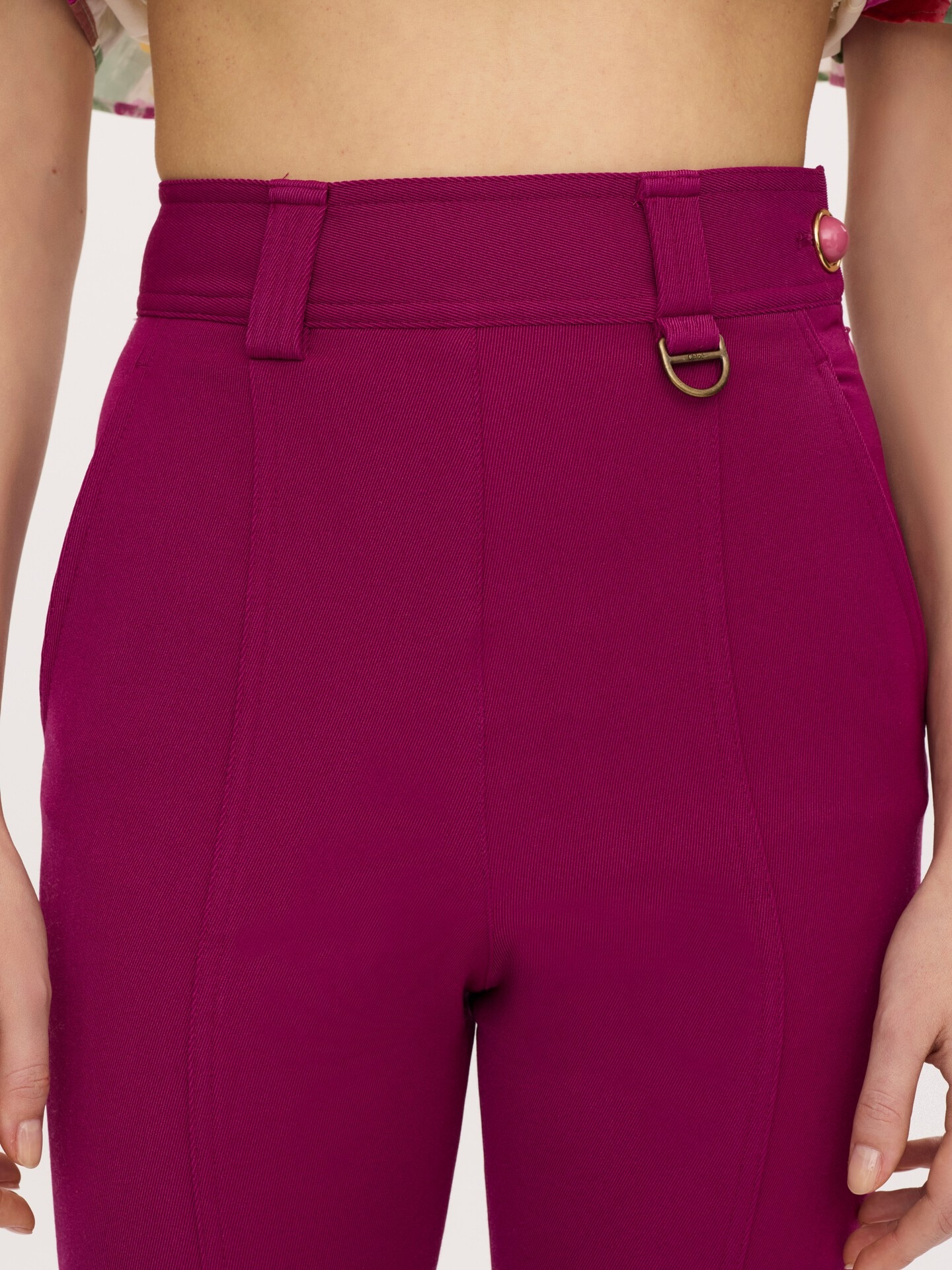 Pantalon taille haute ajust&eacute; en tricotine stretch - 5.0