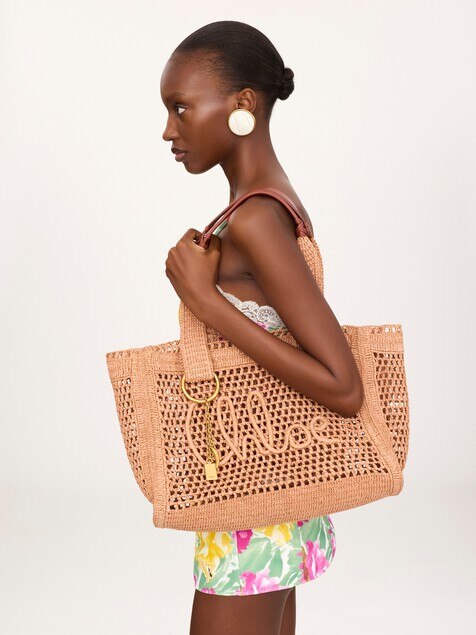 Summer Banana east-west tote bag in raffia