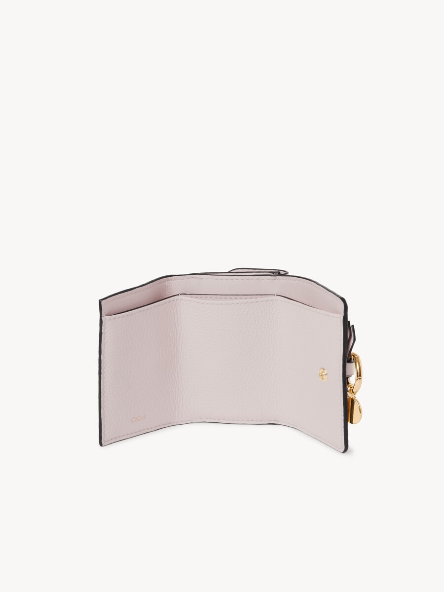 Dreifach klappbares Alphabet Mini-Portemonnaie aus genarbtem Leder - 4