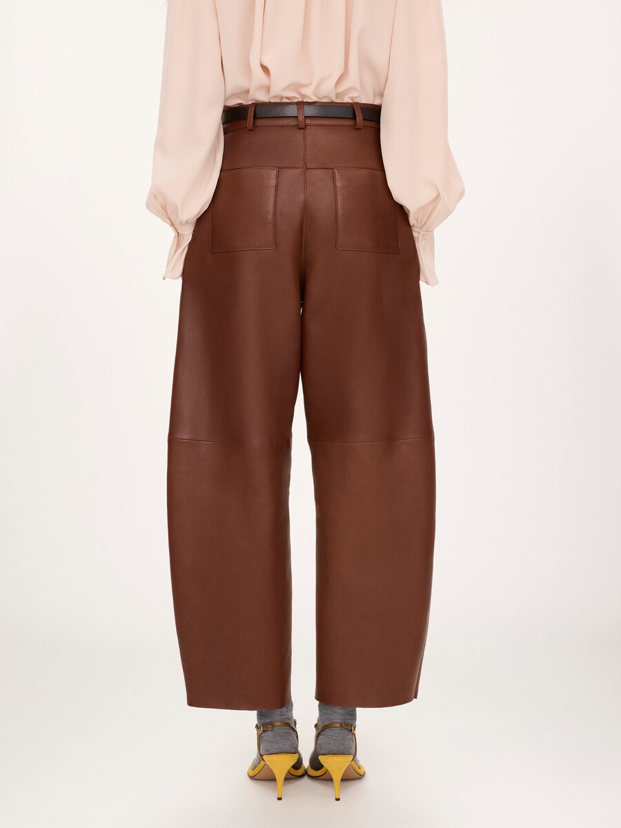 High-rise barrel trousers in leather - 6