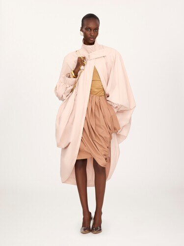 High-neck oversized cape coat in cotton poplin - 3