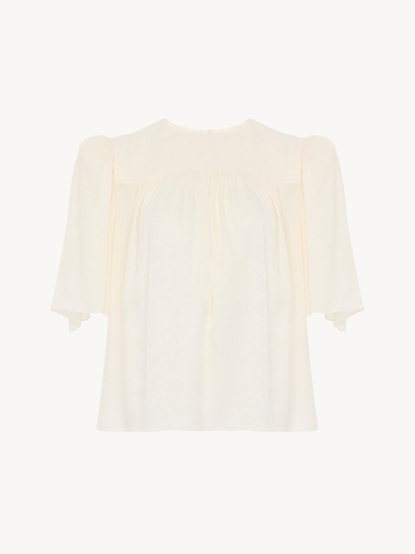 Crew-neck gathered top in silk jacquard - 2.0