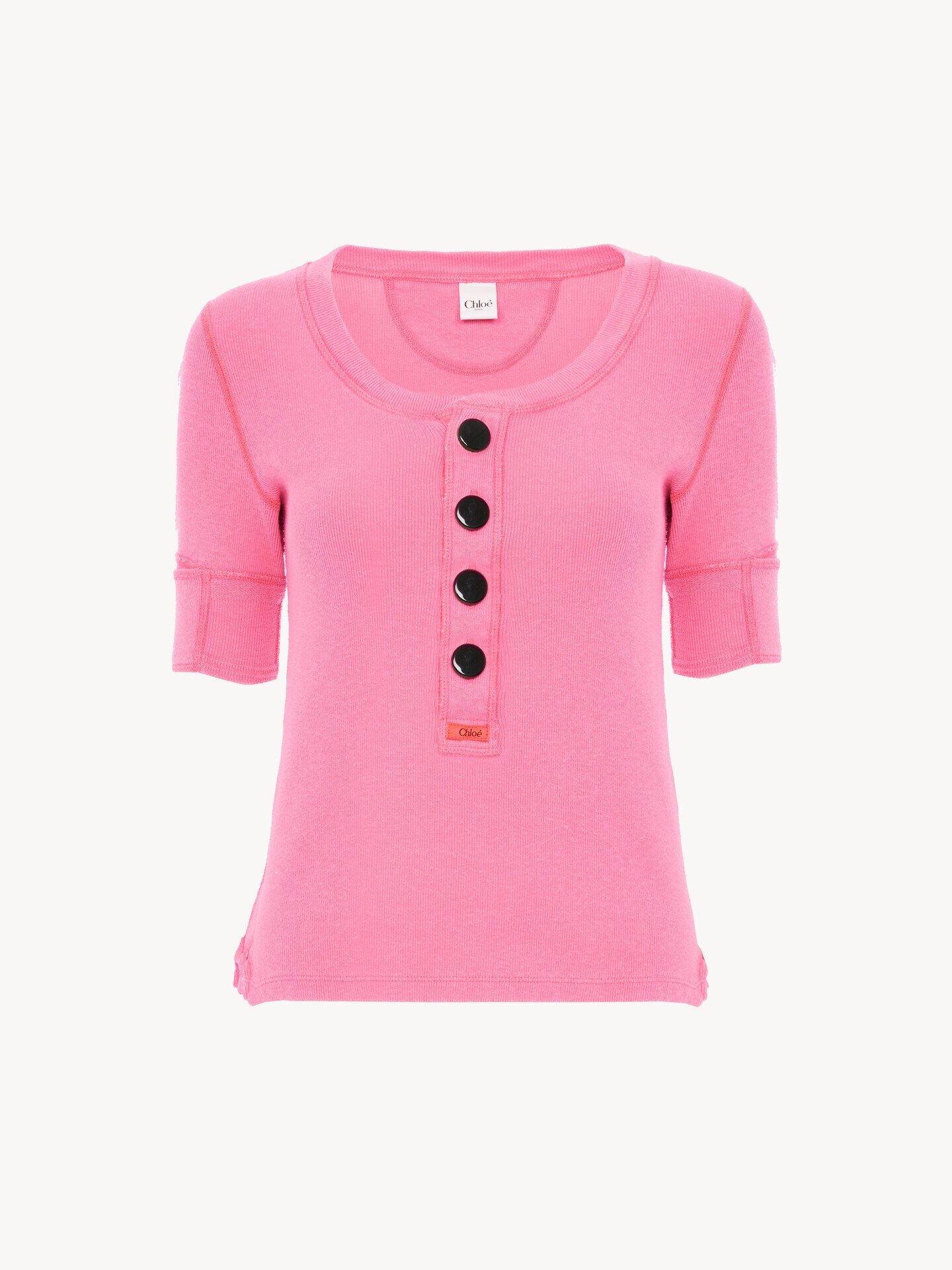 Short-sleeve Henley shirt in cotton jersey - 2.0