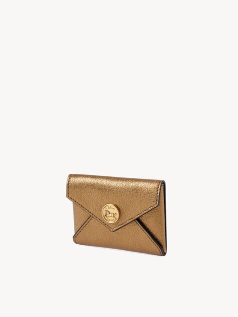 Envelope card holder in metallized leather