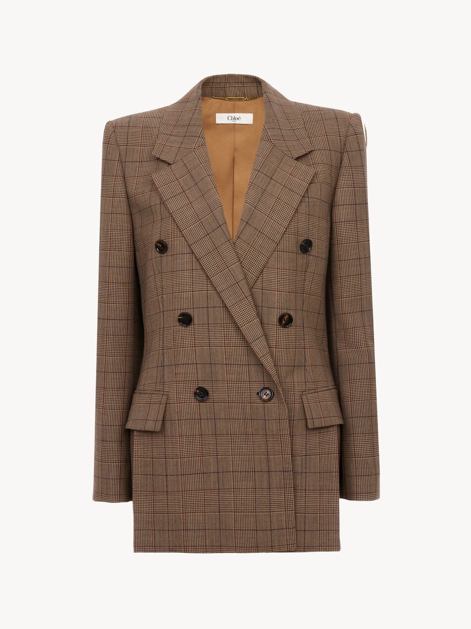 Double-breasted tailored jacket in check wool - Packshot