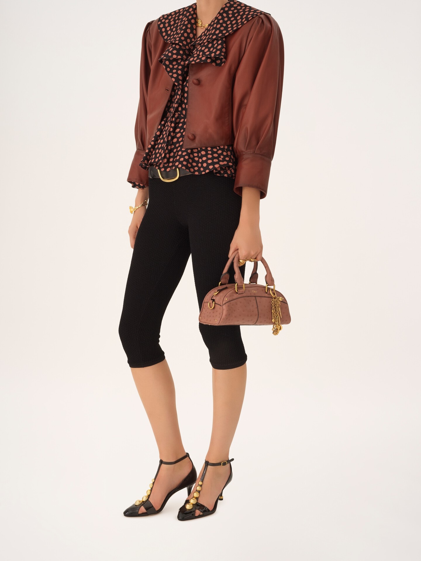 Small Chlo&eacute; bowling bag in ostrich-effect leather - 8