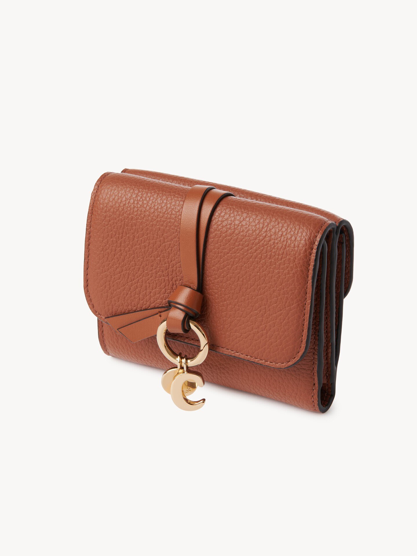 Portefeuille compact &agrave; trois volets Alphabet en cuir grain&eacute; - 3