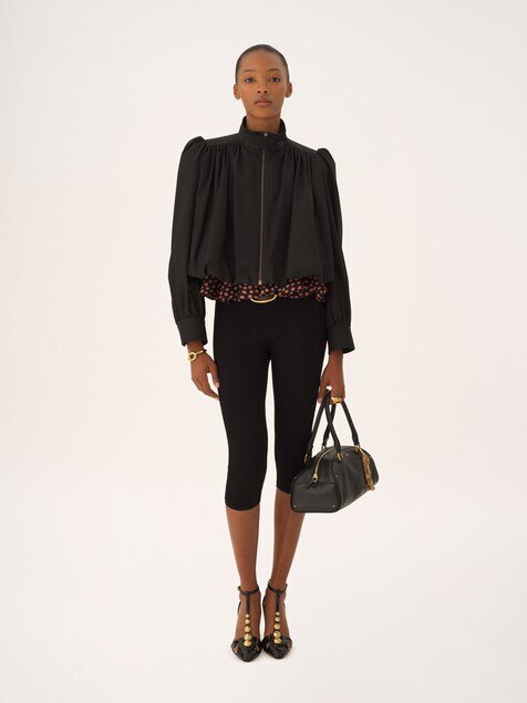 Gathered boule jacket in cotton canvas