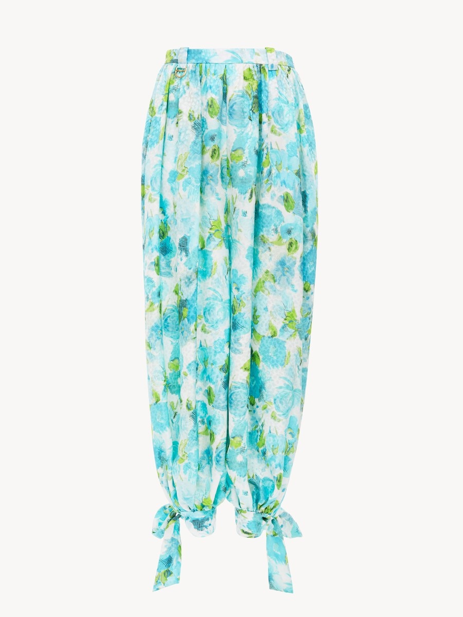 Fluid pleated pants in silk jacquard - 1