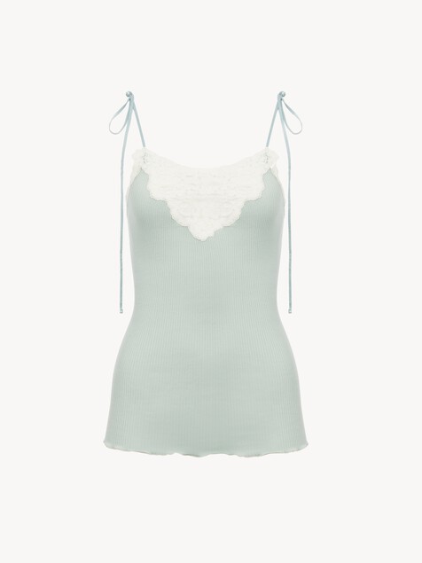 Fitted lingerie top in cotton & lace